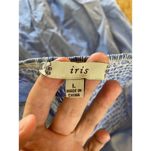 Iris Womens Striped Blue Sleeveless Dress With Tie-Front Detail Cotton Large NEW - Picture 4 of 8